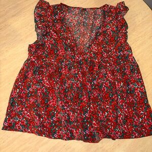 Floral Ruffle Sleeve Blouse